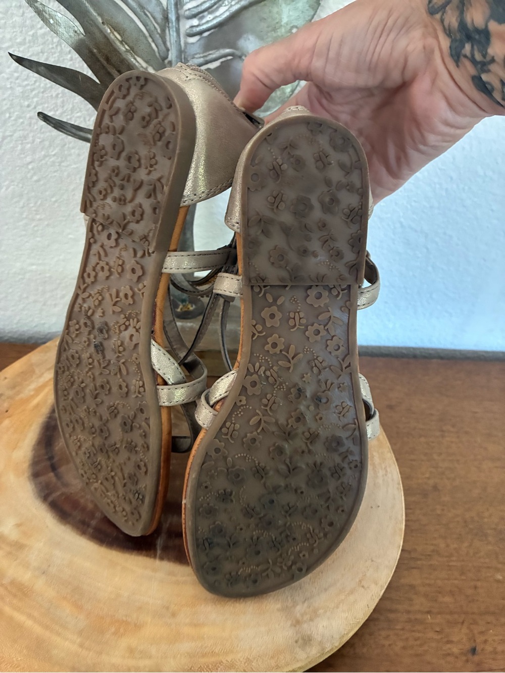 Pop Beige Strappy Gladiator Sandals with Embellished Ankle - Picture 3 of 4